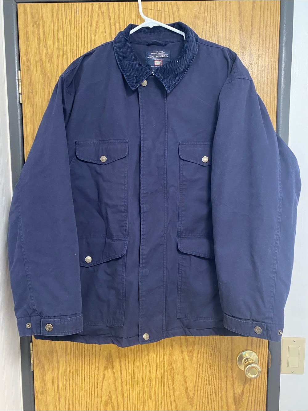 Faded Glory Men's Navy Field Jacket with Corduroy Collar